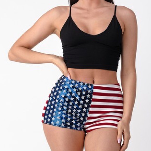 Red White Blue Stars Stripes Festive Bootie Shorts - Picture 2 of 5